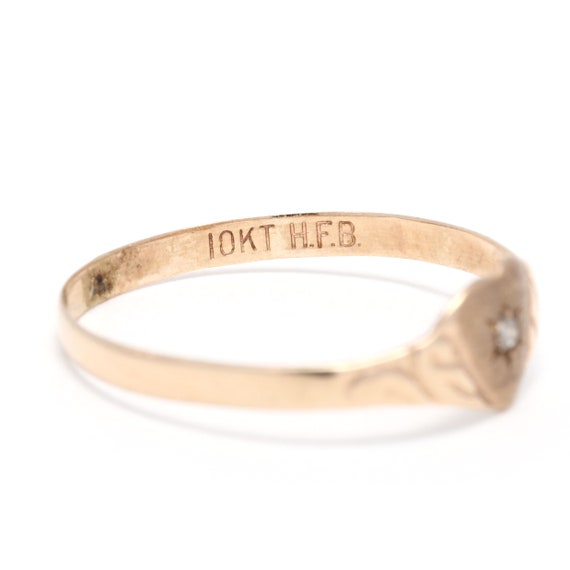 Diamond Heart Signet Baby Ring, 10K Yellow Gold, … - image 5