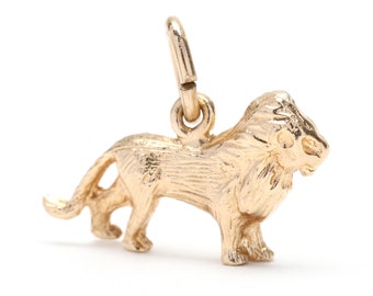 Mini Gold Lion Charm, 10K Yellow Gold, Length 1/2 Inch, Small Gold Charm, Animal Lion Charm