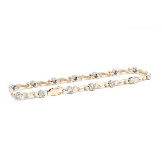 1ctw Diamond Line Bracelet, 14K Yellow Gold, Leng… - image 2