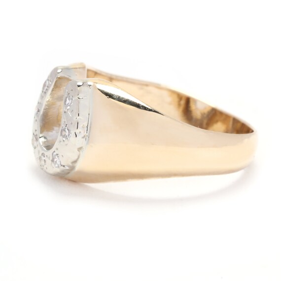 0.10ctw Vintage Diamond Horseshoe Ring, 14K Yello… - image 4