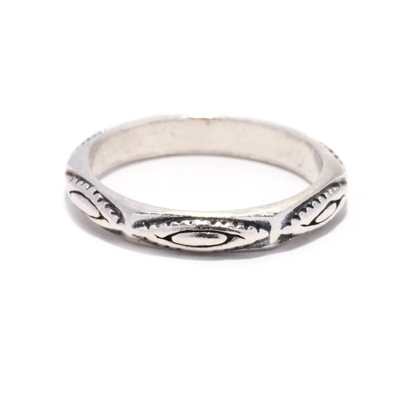 Engraved Tribal Band, Sterling Silver, Ring Size … - image 1