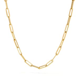 Women's 18k Warm Yellow Gold-Plated Dainty Paperclip Link Chain Necklace - Mid-Length Necklace- Available in 16" 18" 20"or 24"