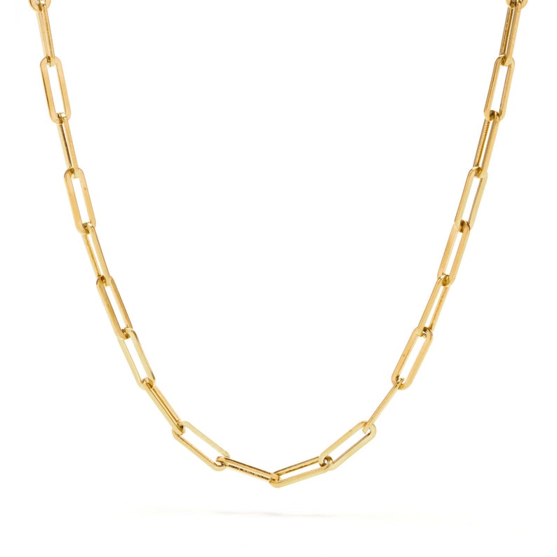 Women's 18k Yellow Gold-Plated Dainty Paperclip Link Chain Necklace - Mid-Length Necklace- Available in 16' 18' 20'or 24' 