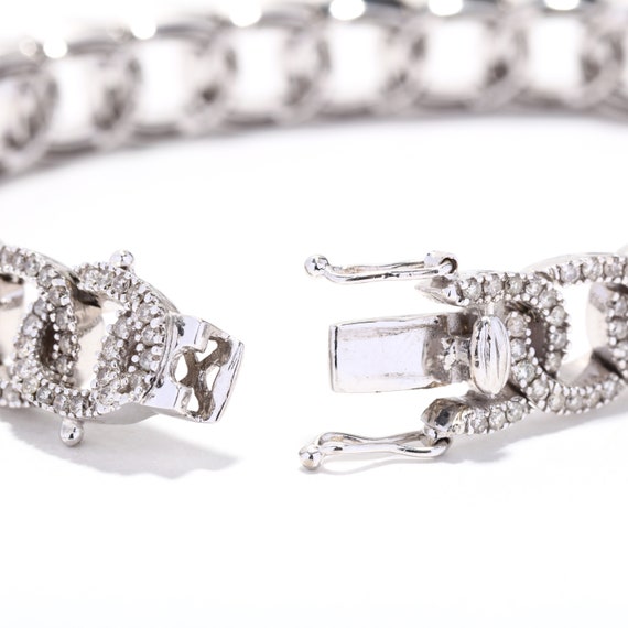 4.13ctw Fancy Diamond Link Bracelet, 14K White Go… - image 5