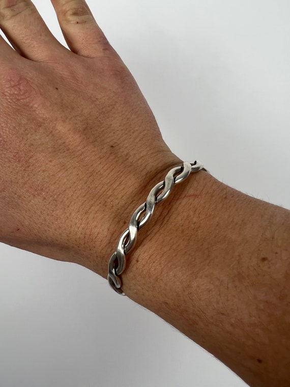 Mexican Braided Cuff Bracelet, Sterling Silver, L… - image 7