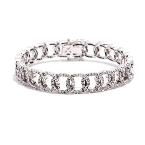 4.13ctw Fancy Diamond Link Bracelet, 14K White Go… - image 1