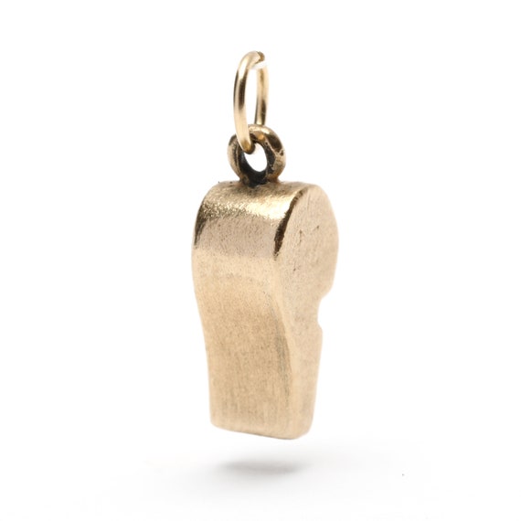 Small Gold Whistle Charm, 14K Yellow Gold, Length… - image 3