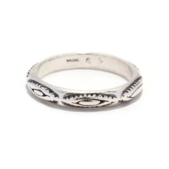 Engraved Tribal Band, Sterling Silver, Ring Size … - image 4