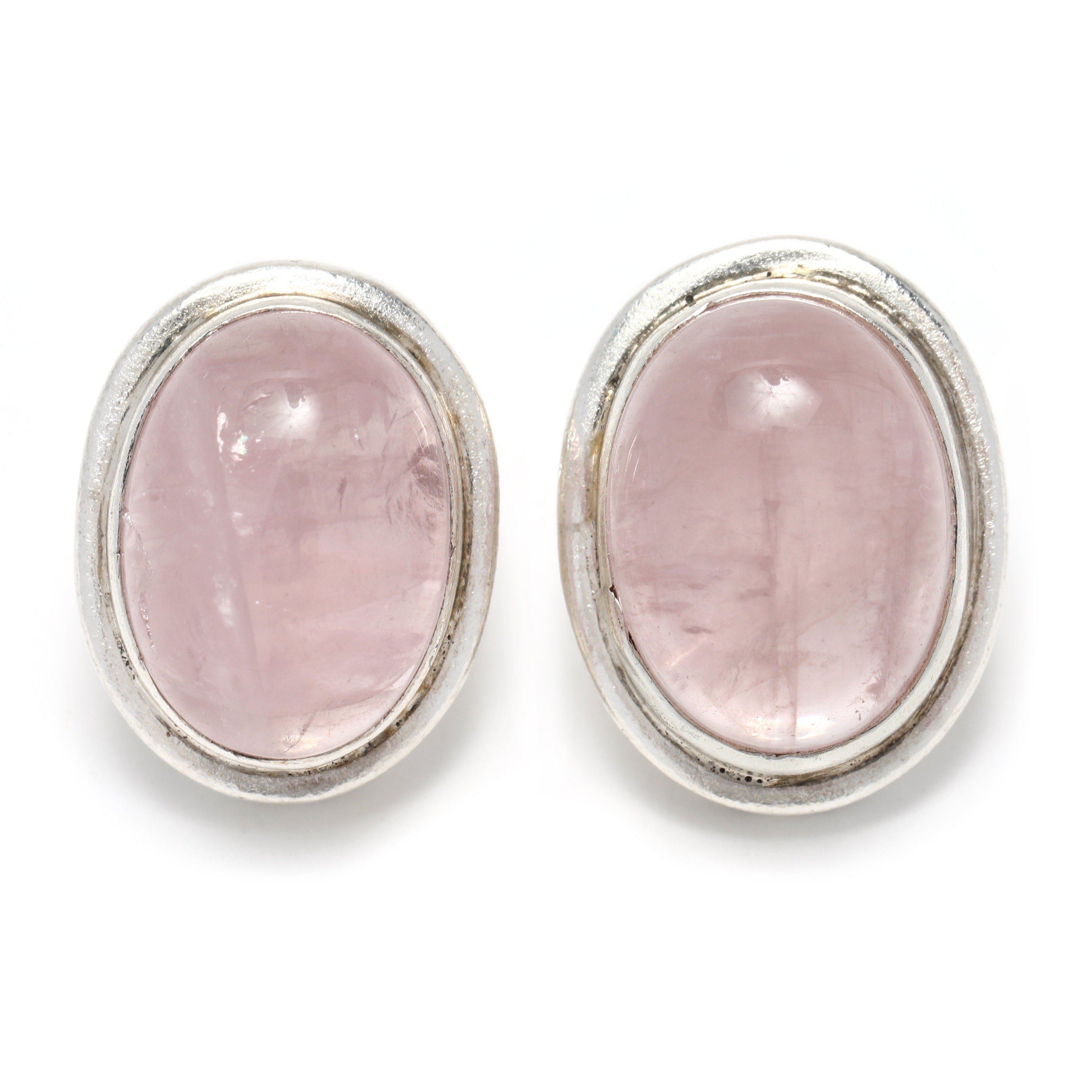 Rose quartz stud on sale earrings sterling silver
