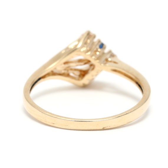 0.07ctw Natural Sapphire Diamond Arrow Ring, 14K … - image 3