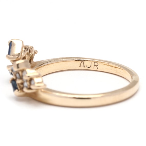 0.26ctw Sapphire Diamond Wedding Ring Wrap, 14K Y… - image 5