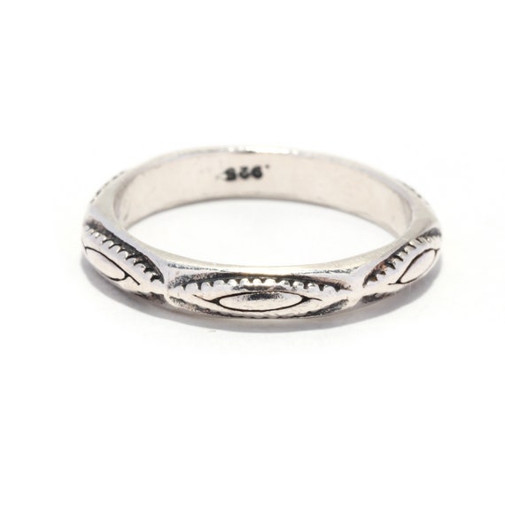 Engraved Tribal Band, Sterling Silver, Ring Size … - image 5