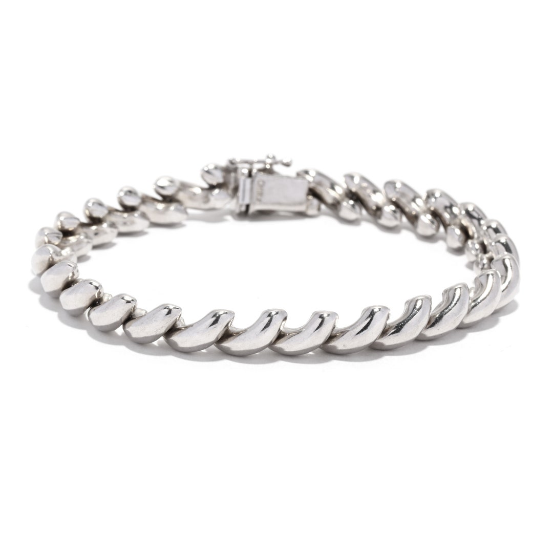 San Marco Link Bracelet, Sterling Silver, 7.25 Inches, Chain Link