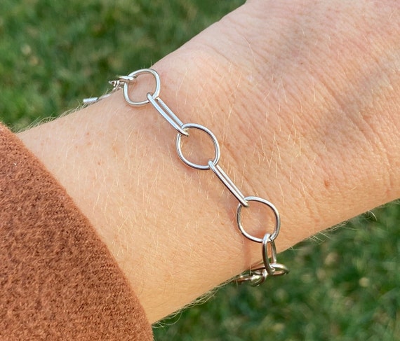Sterling silver link bracelet toggle store