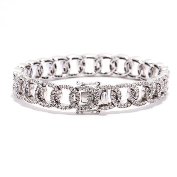 4.13ctw Fancy Diamond Link Bracelet, 14K White Go… - image 3