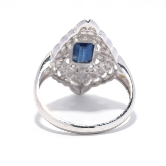 1.30 ct Natural Blue Sapphire Navette Ring, Plati… - image 3