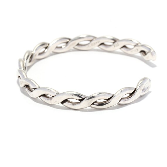 Mexican Braided Cuff Bracelet, Sterling Silver, L… - image 4