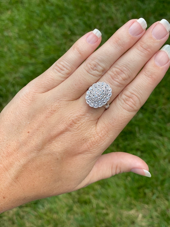 Sterling Silver & Marcasite Statement Ring - image 6