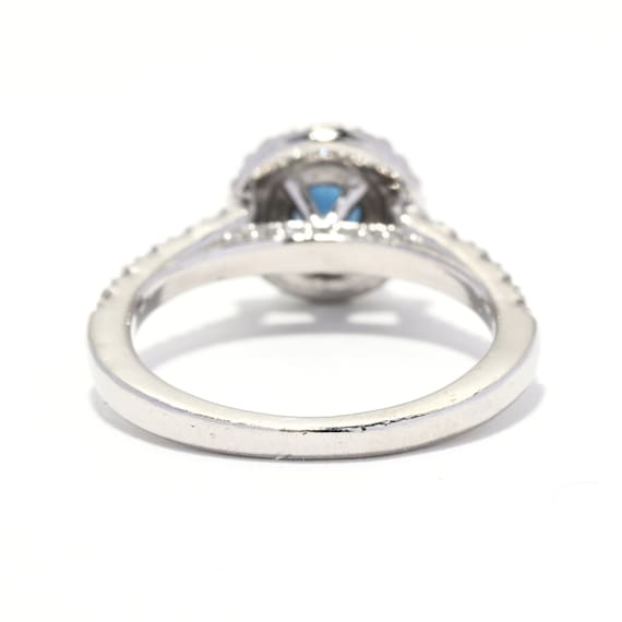 1.20ctw Platinum Sapphire Diamond Halo Engagement… - image 3