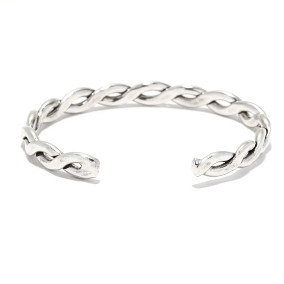 Mexican Braided Cuff Bracelet, Sterling Silver, L… - image 3