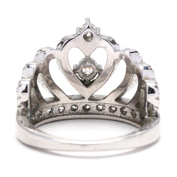Sterling Silver Cubic Zirconia Crown Ring - image 3
