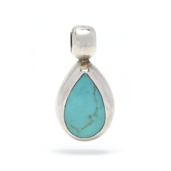 Mexican Synthetic Turquoise Teardrop Pendant, Ster