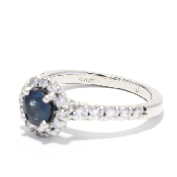 1.20ctw Platinum Sapphire Diamond Halo Engagement… - image 5