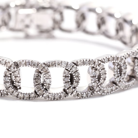 4.13ctw Fancy Diamond Link Bracelet, 14K White Go… - image 2