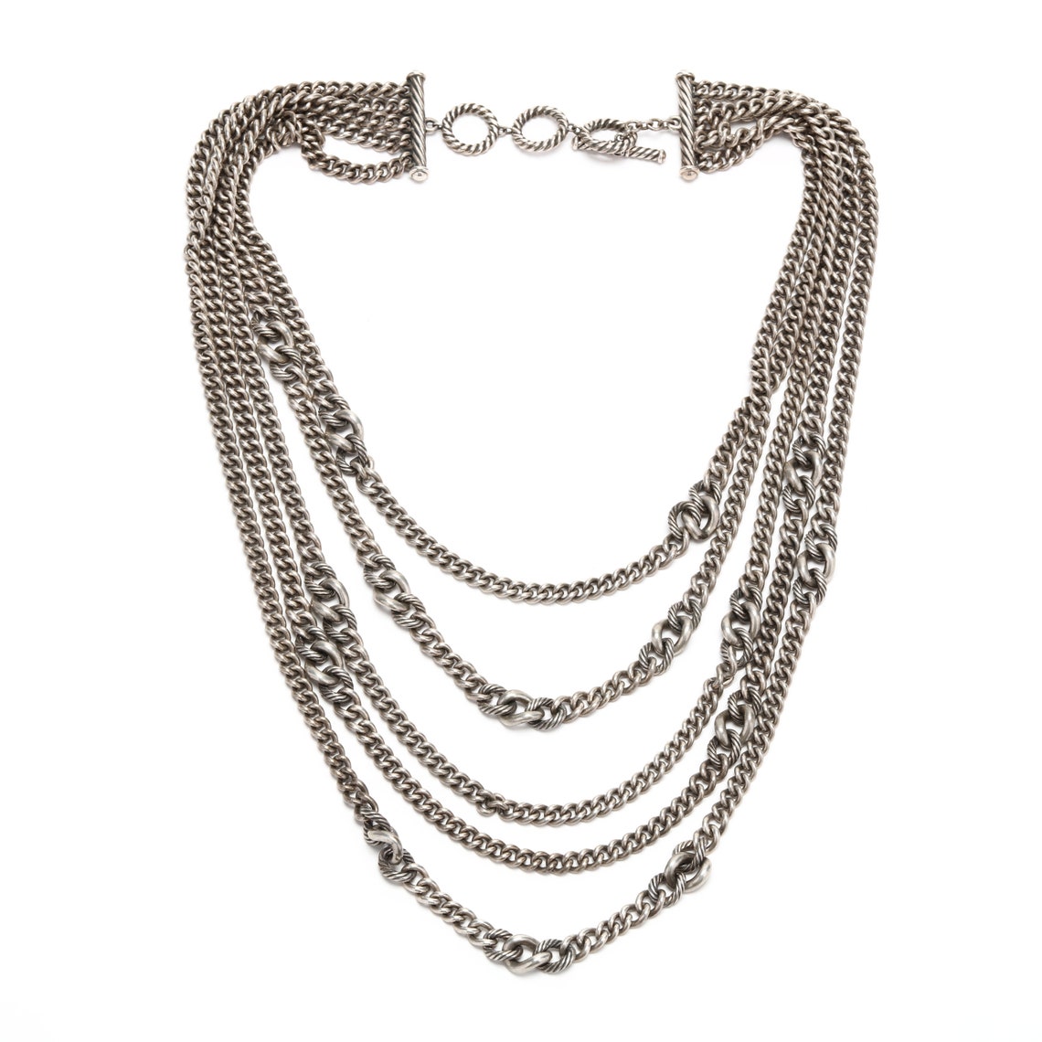 David Yurman Sterling Silver Multi-Chain Layered Necklace | Etsy