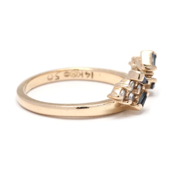 0.26ctw Sapphire Diamond Wedding Ring Wrap, 14K Y… - image 2