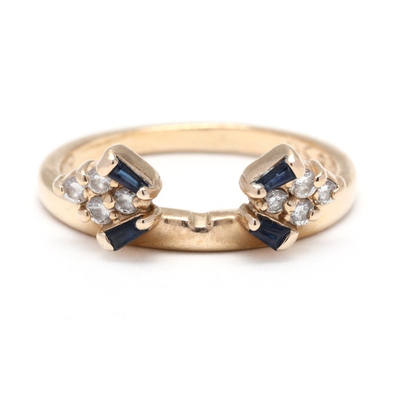 0.26ctw Sapphire Diamond Wedding Ring Wrap, 14K Y… - image 1