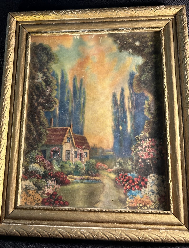 Vintage Frame Cottage Landscape Print - Etsy