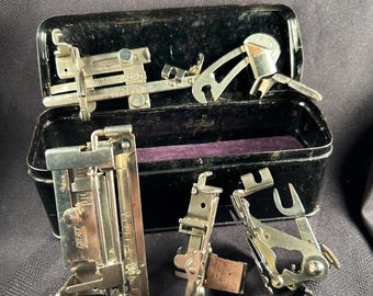 Vintage Sewing Machine Attachments Set in Original Case