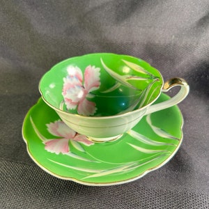 Green Crown China Japan Tea cup and Saucer