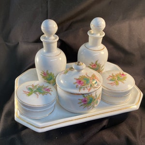 Porcelain vanity cosmetic set