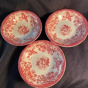 3 red  &quot;Tonquin&quot; Royal Staffordshire bowls