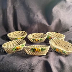 6 Italian woven porcelain bowls