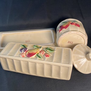 Vintage butter dish and salt