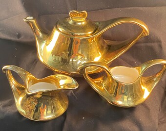 mid century modern 22 carat gold tea set