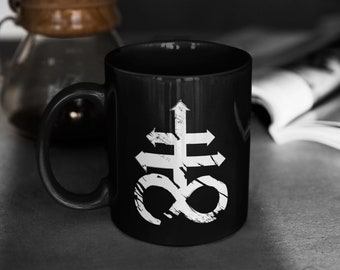 Black Satanic Mug - Leviathan Cross - Perfect Gift For Baphomet Fans - Gothic Home Decor