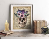 Crystal Skull, Dia De Los Muertos, Wicca, Macabre, Gothic Home Decor, Horror, Wall Art, Skull Candle, Human Skull, Wicca Decor, Witch Decor