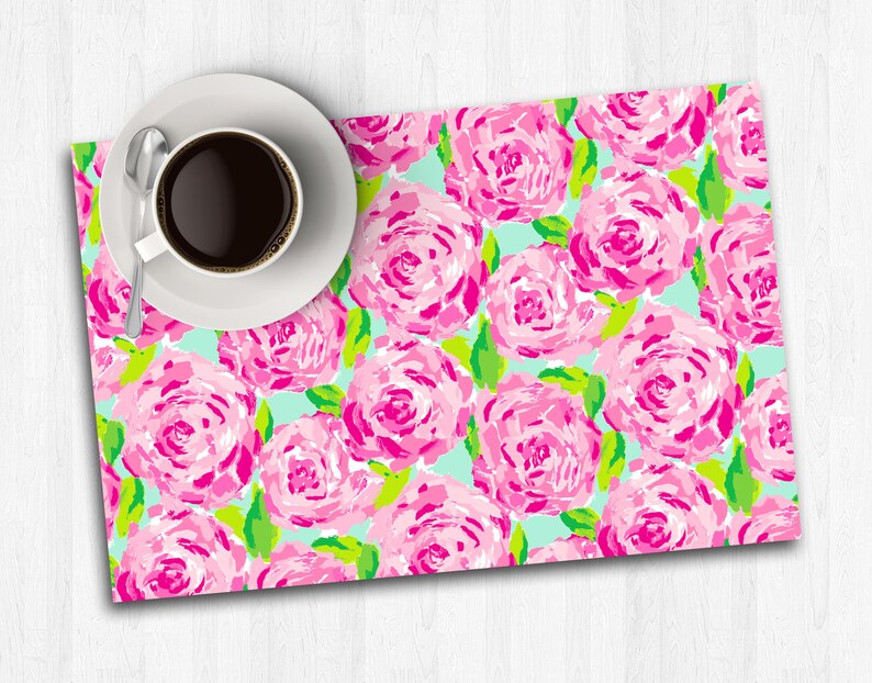 Pink Floral Paper Placemat Pink Place Mat Party Decor Etsy
