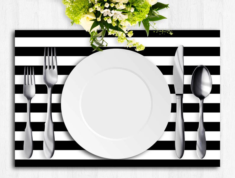 Black and White Placemat Paper Placemat Printable Placemat Etsy