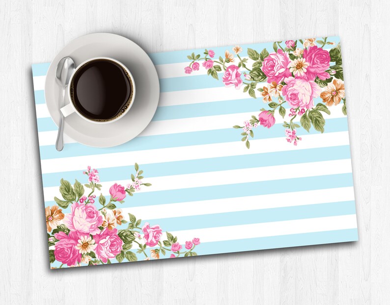 Baby Shower Placemats Paper Placemats Blue White Placemat Etsy