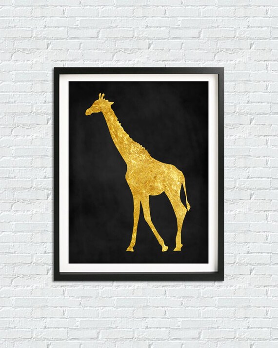 Giraffe Print Gold Art Print Gold Giraffe Giraffe Decor Etsy