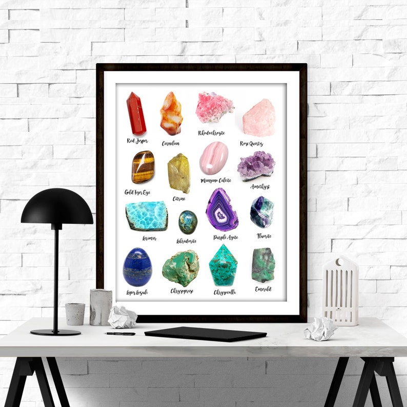 Gemstone Print Geode Wall Art Crystals Chart Gemstone Etsy
