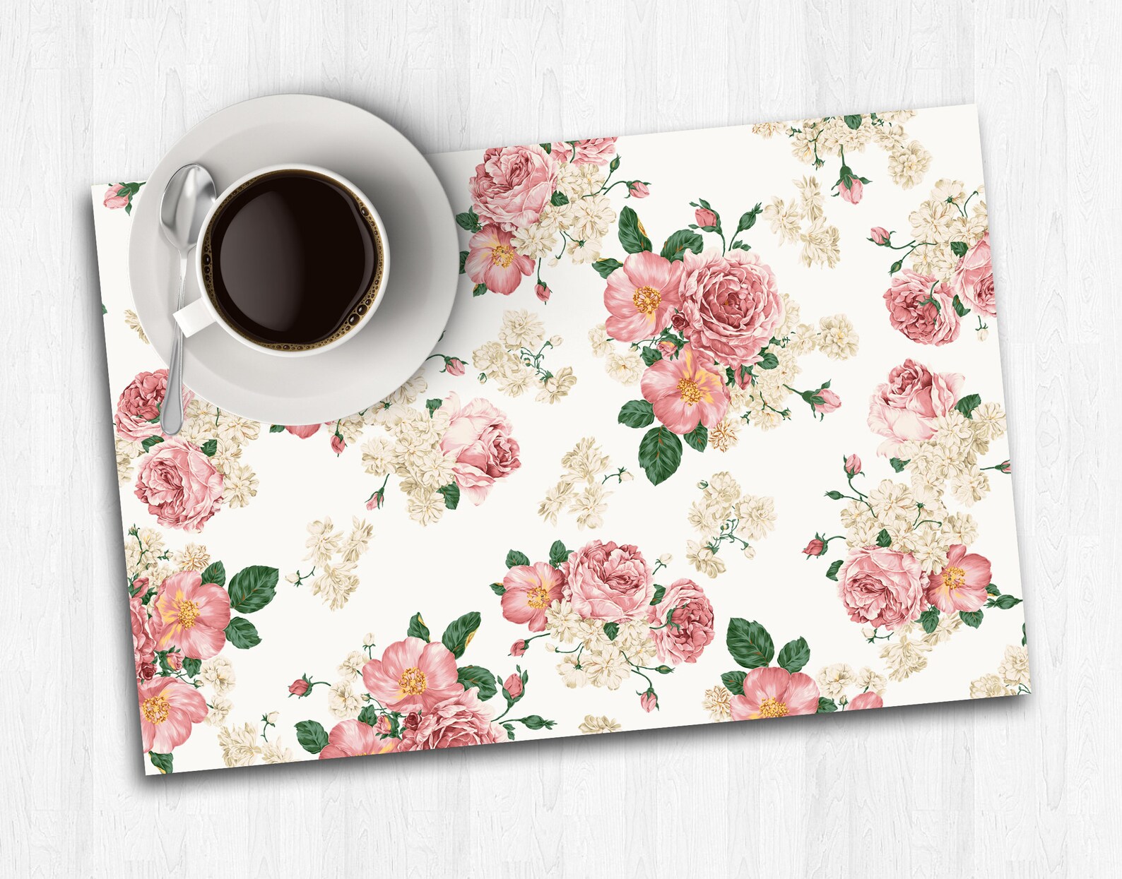 Floral Paper Placemat Vintage Pink Flowers Print Printable Etsy India