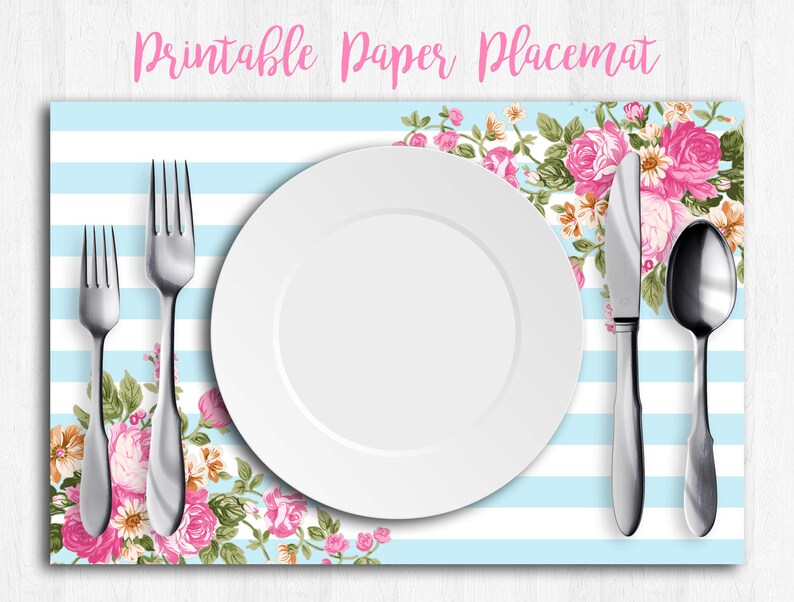 Baby Shower Placemats Paper Placemats Blue White Placemat Etsy