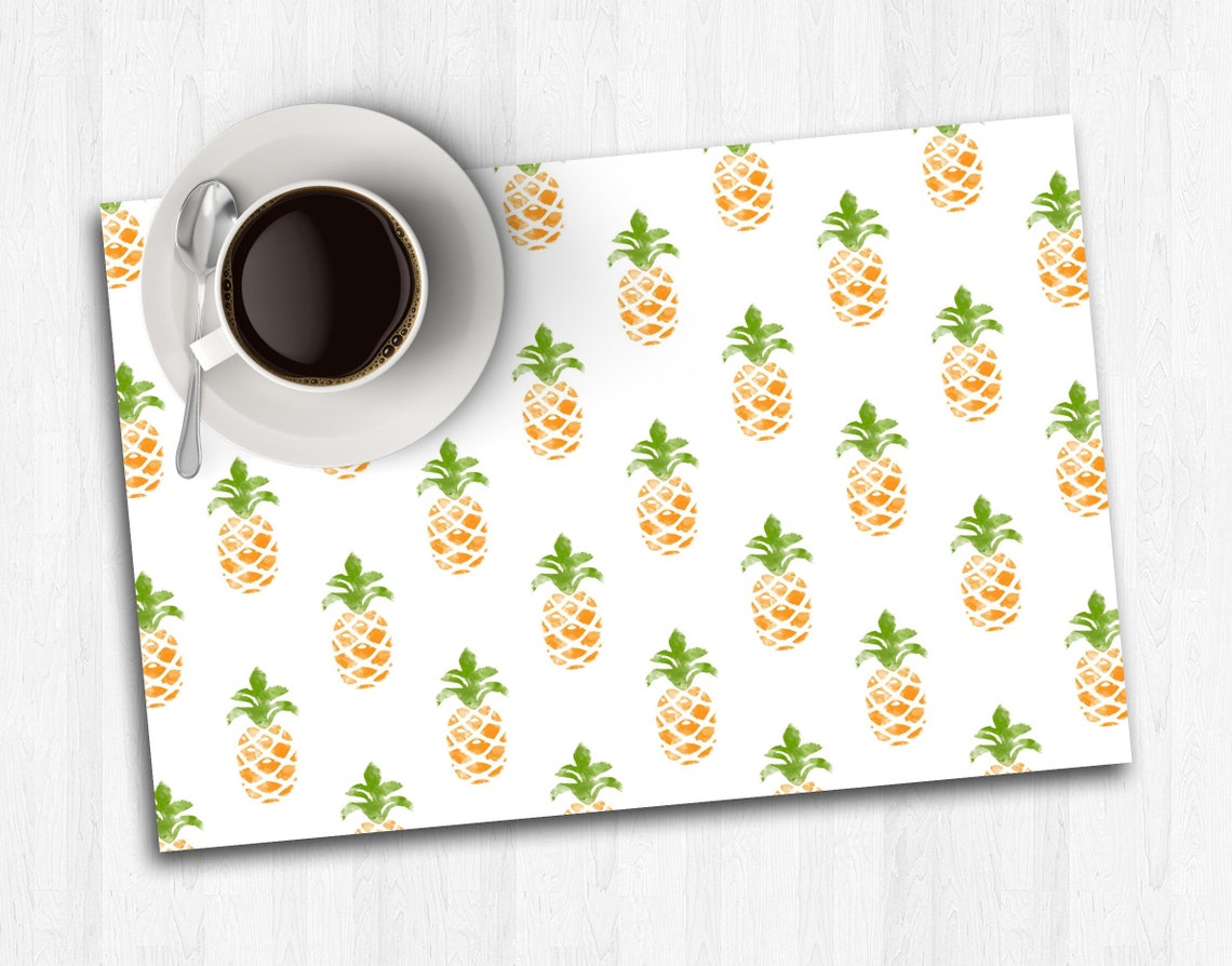 Disposable Placemat Pineapple Table Linens Tropical Paper Etsy