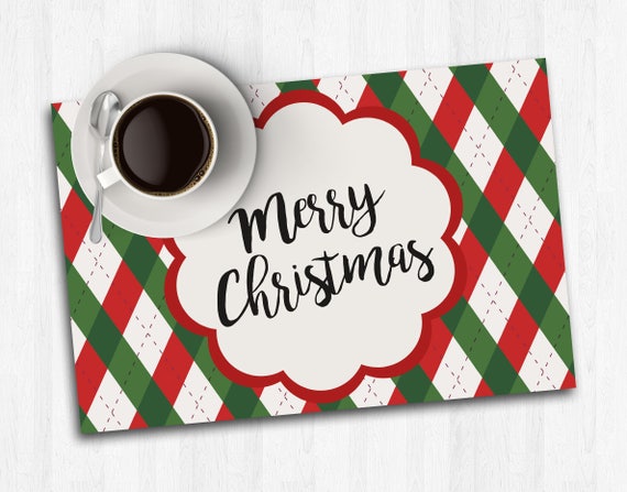 Merry Christmas Placemats Christmas Table Mats Printable Etsy